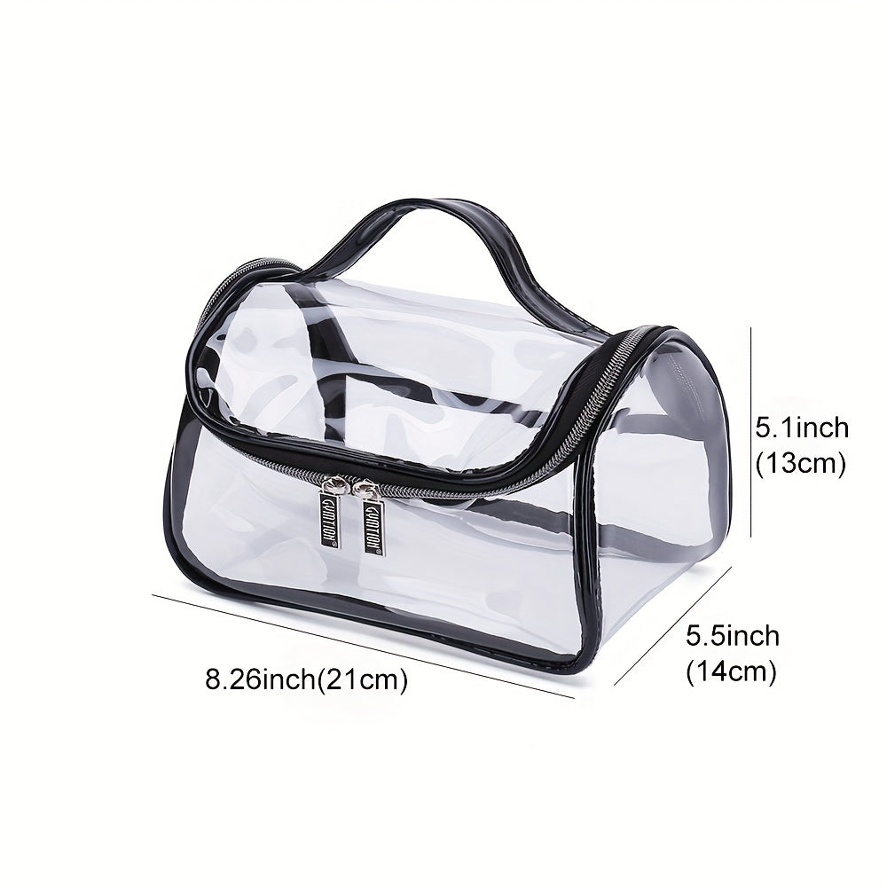 Clear PVC Toiletry Bag with Handle Zipper Waterproof Travel Pouch