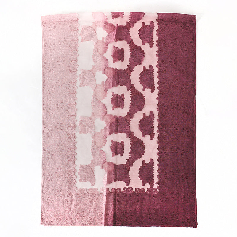 Gradient Scarf Leaf Pattern Versatile Shawl Beach Towel