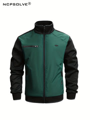 Men's Stand Collar Zip Up Jacket & Stretch Pants Sports Suit