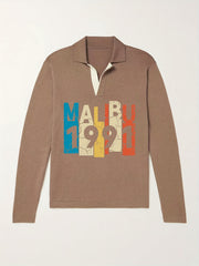 1991 Pattern Knit Polo Shirt Men's Casual Lapel Sweater