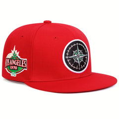 Compass Embroidered Baseball Cap Flat Bill Sun Hat Outdoor Fishing Hiking