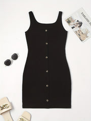 Ribbed Knit Scoop Neck Tank Dress