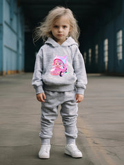 Cartoon Girl Driving Car Print Hoodie & Sweatpants Set