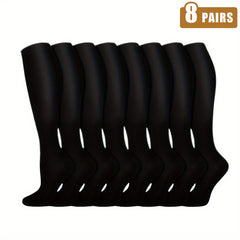 8pairs Compression Sock For Men Women 15-20mmhg Knee High Stocking