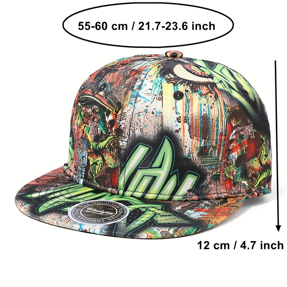Graffiti Print Baseball Cap Men Women Snapback Hip Hop Flat Visor Hat
