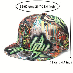 Graffiti Print Baseball Cap Men Women Snapback Hip Hop Flat Visor Hat