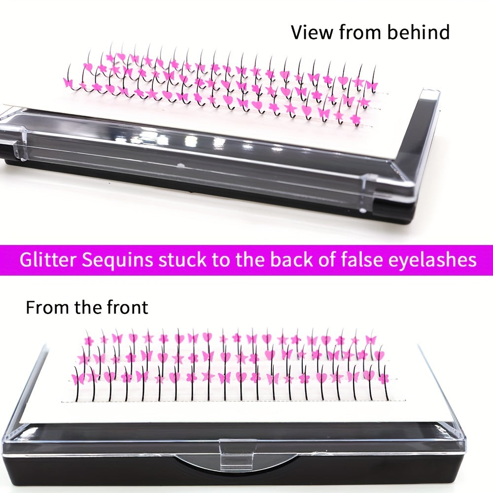 UV Fluorescent Pink Sequin False Eyelashes Masquerade Party Makeup