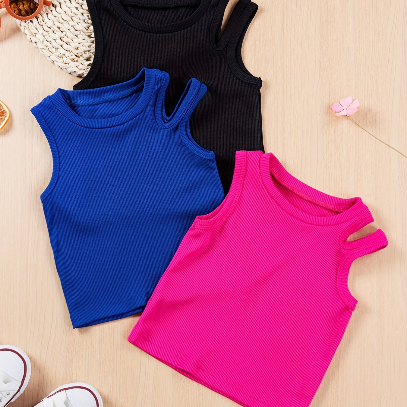3pcs Baby Girls Sleeveless Top Summer Clothes