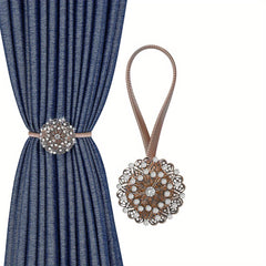Magnetic Curtain Tiebacks Crystal Flower Drapery Holdbacks