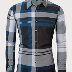 Stripe Print Men's Casual Long Sleeve Shirt