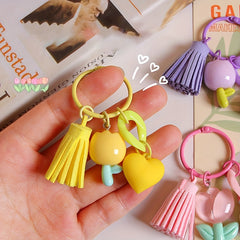 Tulip Flower Keychain Backpack Headphone Charm Pendant Ornament
