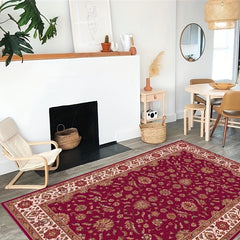 Vintage Floral Faux Wool Area Rug Non-slip Carpet for Living Room Bedroom