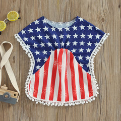 Baby Girls Star Pattern & Striped Swimsuit for Summer Beach Vacation