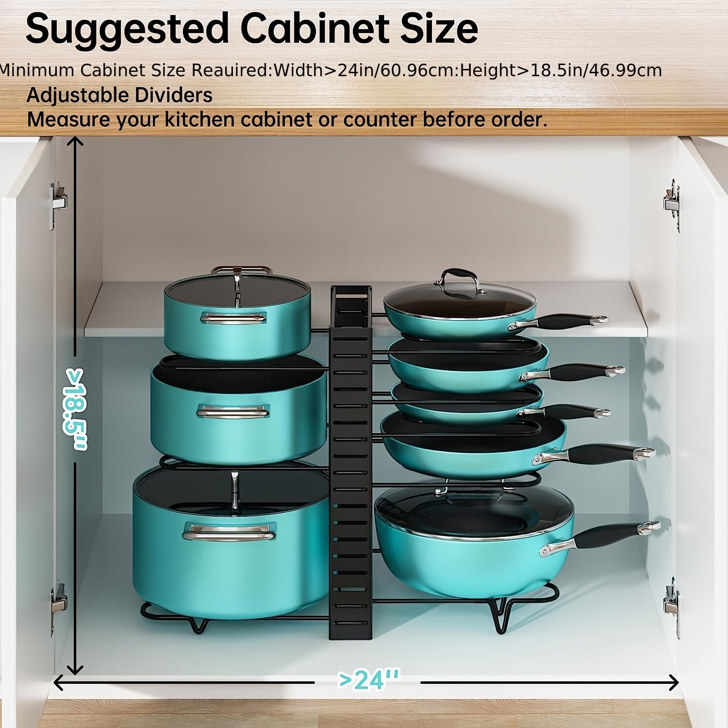 Adjustable Dividers Pot And Pan Organizer Foldable 8 layer Storage Racks