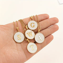 Enamel Initial Letter Pendant Necklace Fashion Jewelry for Women Girls