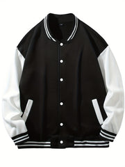 Dragon Symbol Pattern Plush Varsity Jacket Men's Jacket