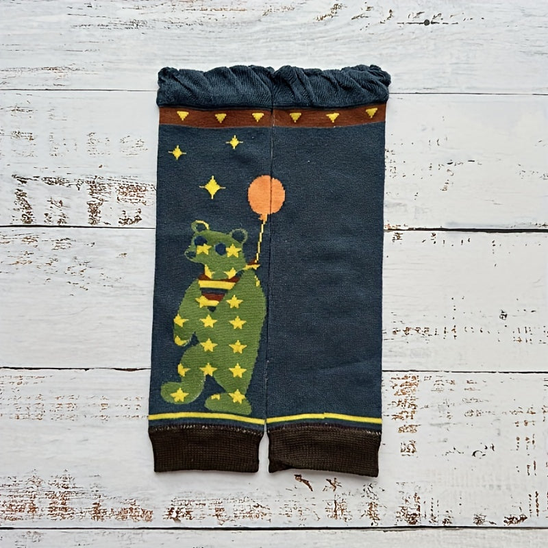 Kids Leg Warmer Colorful Stripe Letter Cartoon Bear Child Leg Warmers