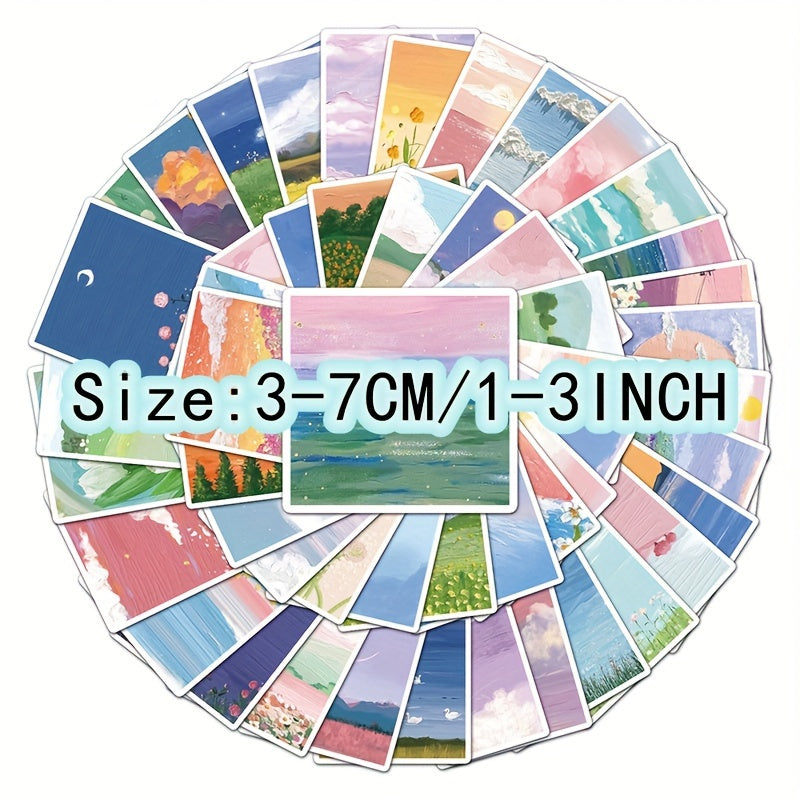 50pcs Landscape Painting Graffiti Stickers Laptop Helmets Water Cup Decoration