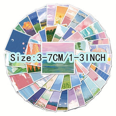 50pcs Landscape Painting Graffiti Stickers Laptop Helmets Water Cup Decoration