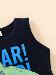 Boys Dinosaur Print Tank Top & Shorts Set