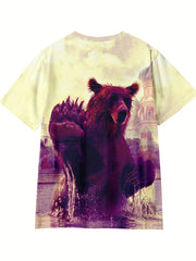 Boy's Brown Bear Graphic T Shirt - Summer Tee