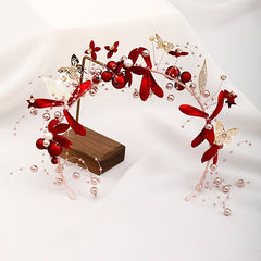 Velvet Flower Headband Bridal Head Piece Butterfly Decor Head Hoop