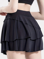 High Waisted Ruffle Tennis Skirt For Women With Pockets