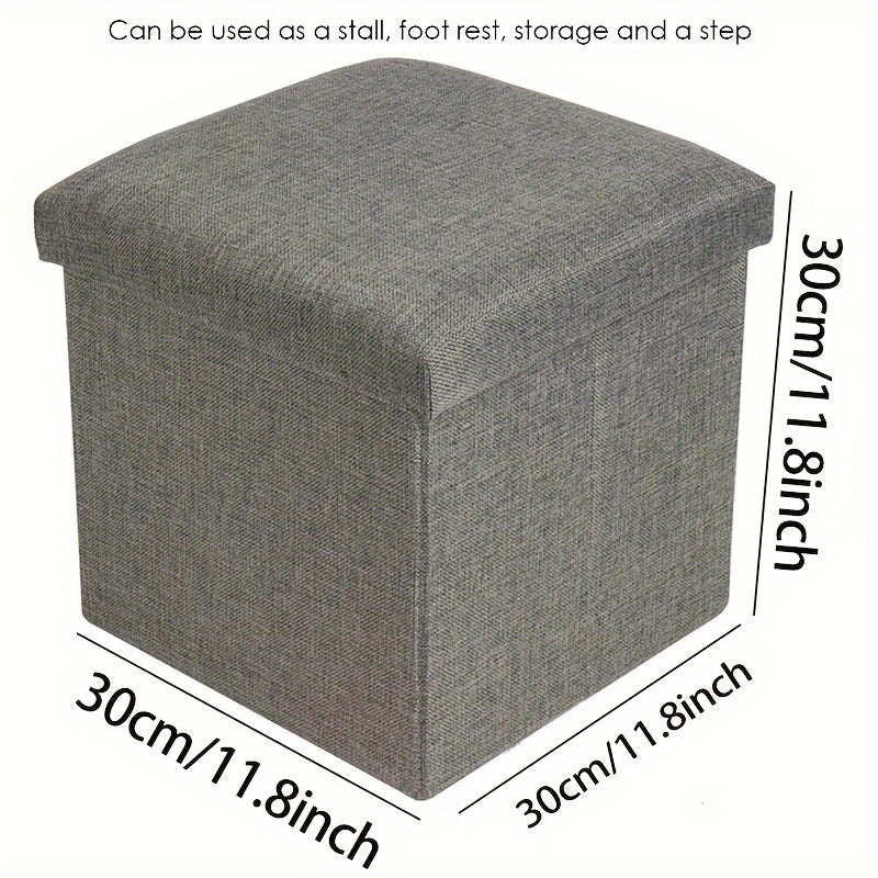 Grey Folding Storage Ottoman Makeup Seat Foot Stool Storage Box