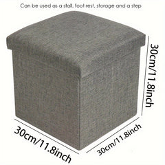 Grey Folding Storage Ottoman Makeup Seat Foot Stool Storage Box