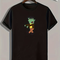 Cartoon Print Men's Graphic T-shirt for Summer