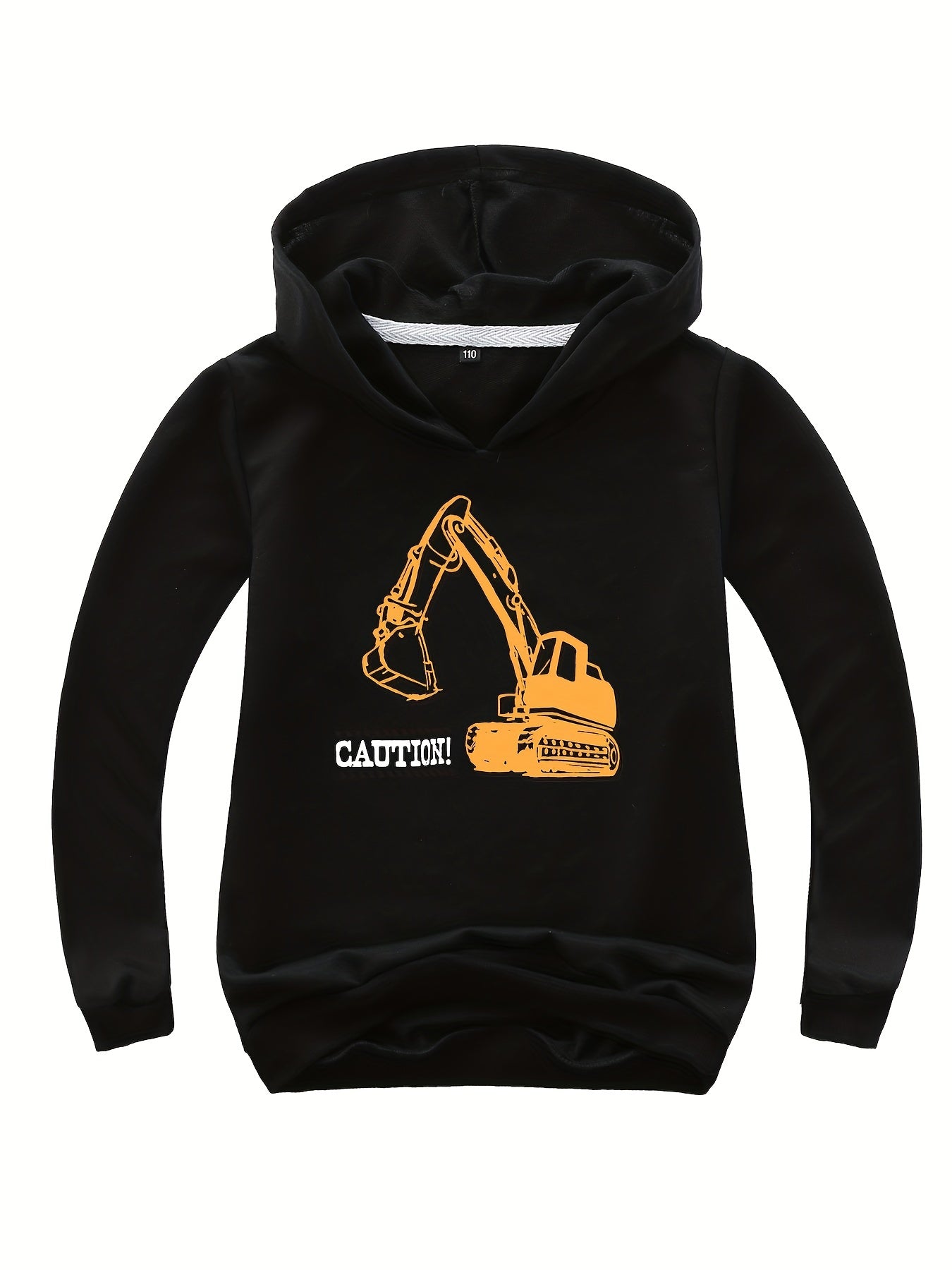 Kids Excavator Graphic Hoodie Cotton Hooded Sweatshirt