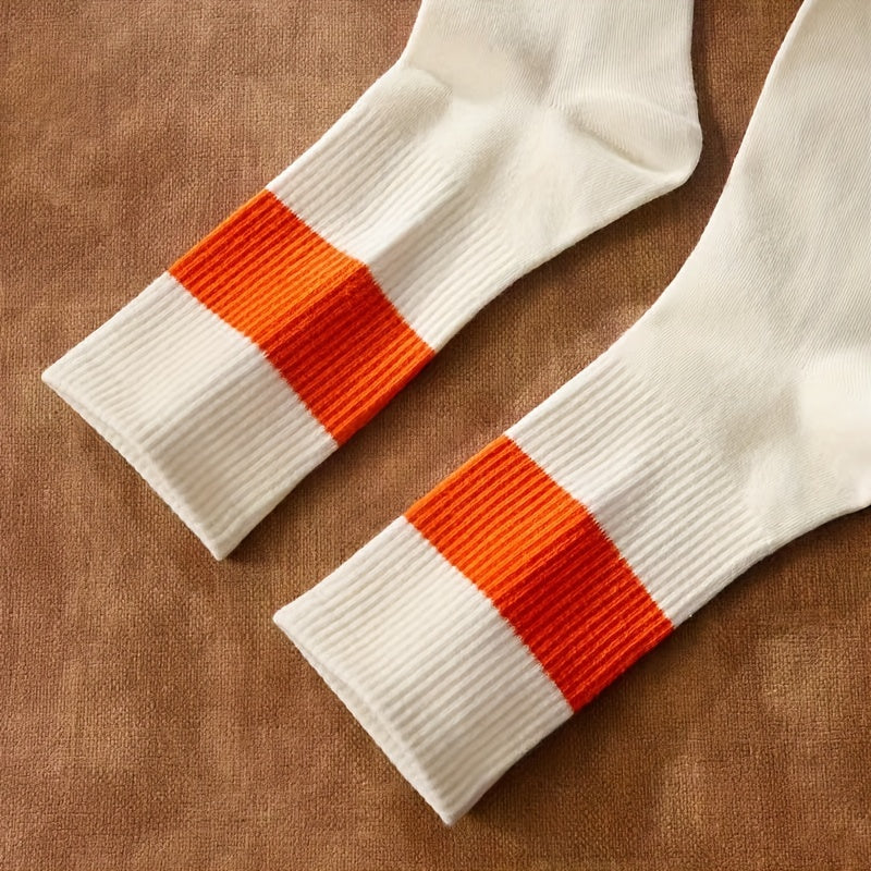 5 Pairs Colorblock Striped Socks Women's Stockings