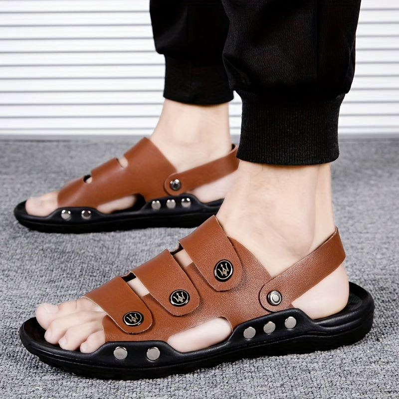 Men's Casual Open Toe Slip On Strap Sandals Outdoor Beach Shoes