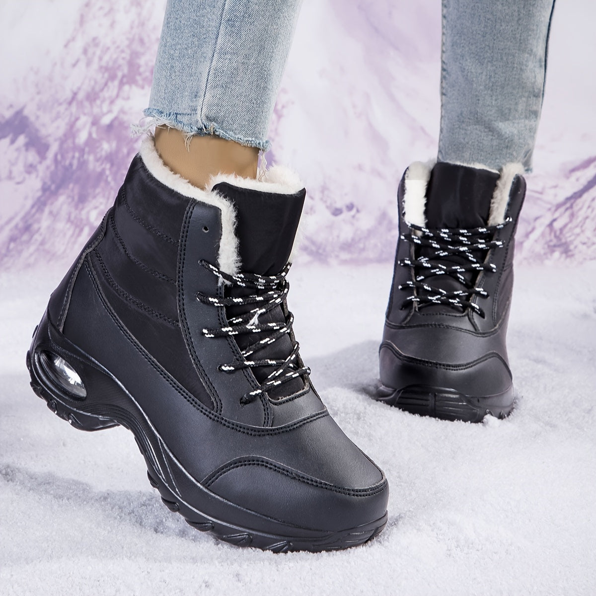Plush Lined Thermal Furry Chunky Snow Boots