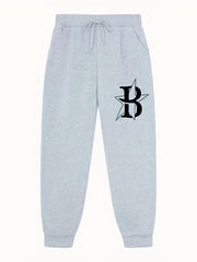 Letter Print Star Pattern Joggers Men's Casual Loose Fit Pants