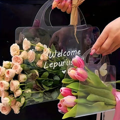 2pcs Tanabata Mirror Flower Tote Bag Transparent Gift Box Flower Shop Supplies