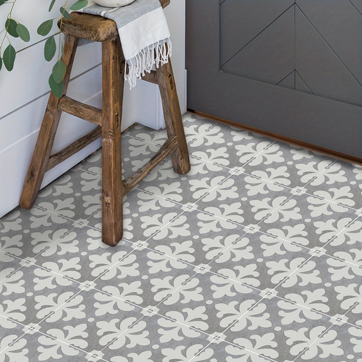 12pcs Moroccan Ethnic Pattern Floor Stickers Waterproof Tile Kitchen Toilet Home
