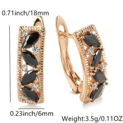 Zircon Stud Earrings Golden Vintage Wedding Jewelry