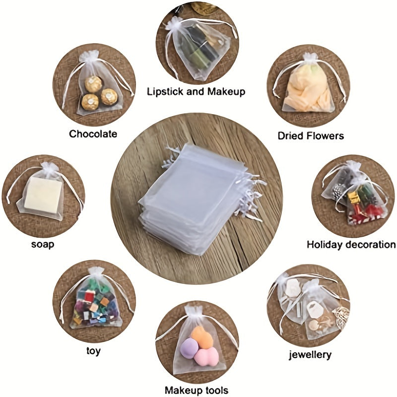10pcs Transparent Organza Bag Wedding Gift Bag Drawstring Makeup Gauze Gift Bag