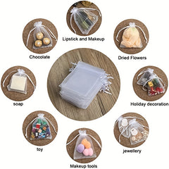 10pcs Transparent Organza Bag Wedding Gift Bag Drawstring Makeup Gauze Gift Bag