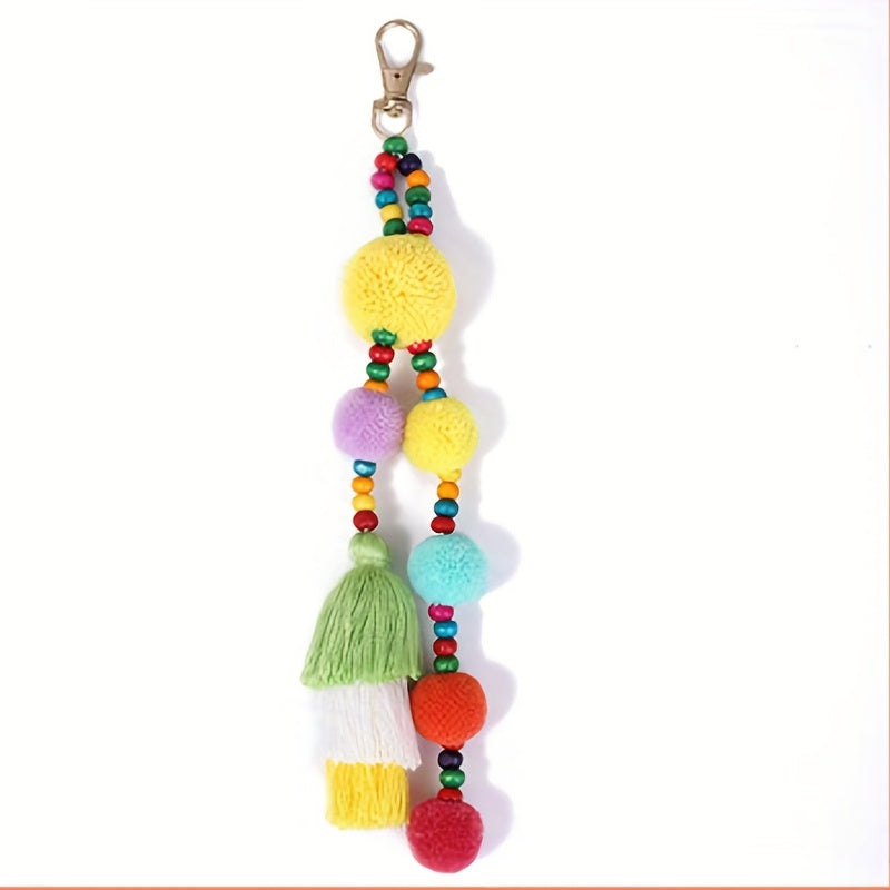 Plush Ball Keychain Pendant with Tassel Bag Ornament