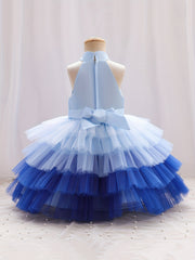 Girls Sleeveless Mesh Princess Dress With Bow