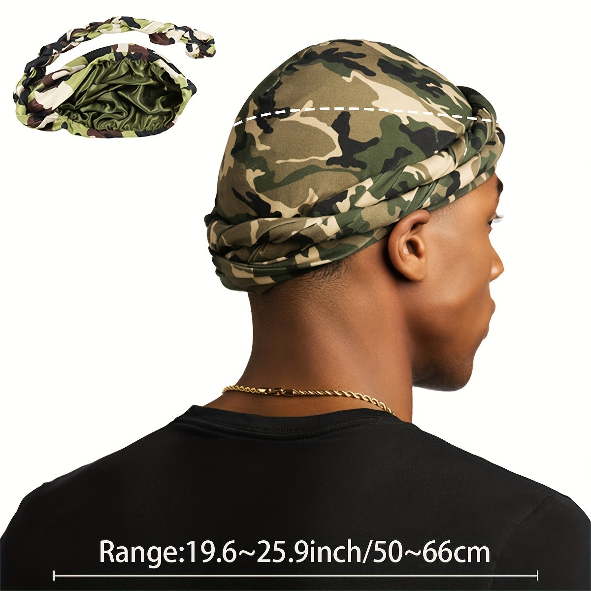 Men's Stretch Print Braid Turban Cap