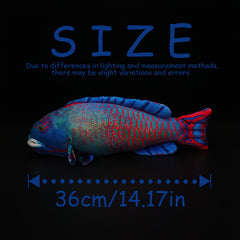 BLUESLEMON 35 Wrasse Plush Toy Fish Stuffed Animal Ocean Series Home Decoration