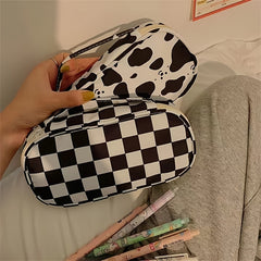 Checkerboard And Plaid Pencil Bag Girls Student Girls Ins Stationery Bag