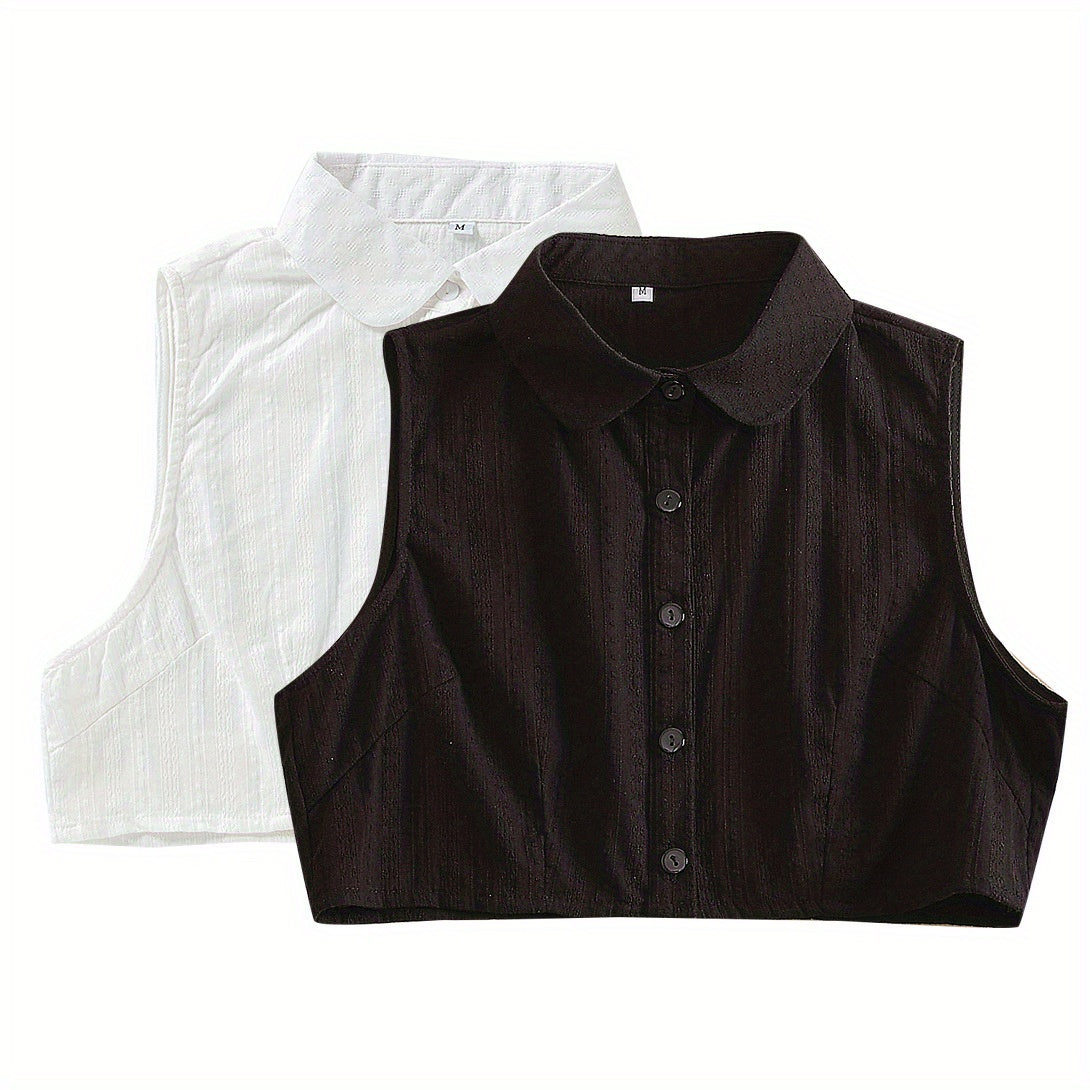 Round Neck False Collar Polyester Casual Half Shirt Style False Collar