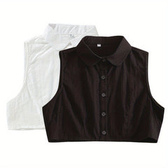 Round Neck False Collar Polyester Casual Half Shirt Style False Collar