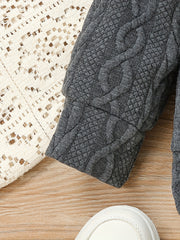 Girls Cable Knit Hooded Sweater Cardigan Button Up Hoodie Coat