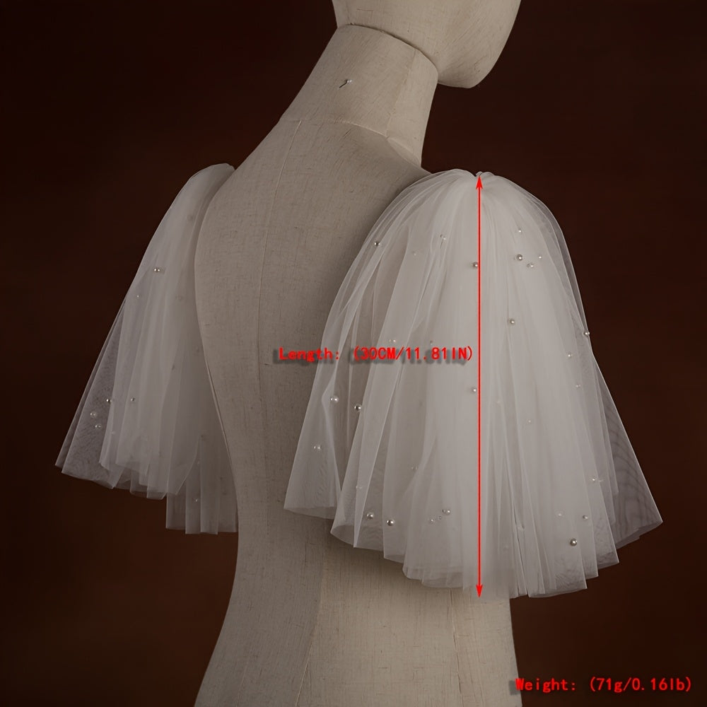 European & American Bridal Wedding Attire with Removable Pearl Shawls