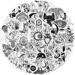 Gothic Doodle Stickers - 50 Sheets - Water Cups, Luggage, Notebooks